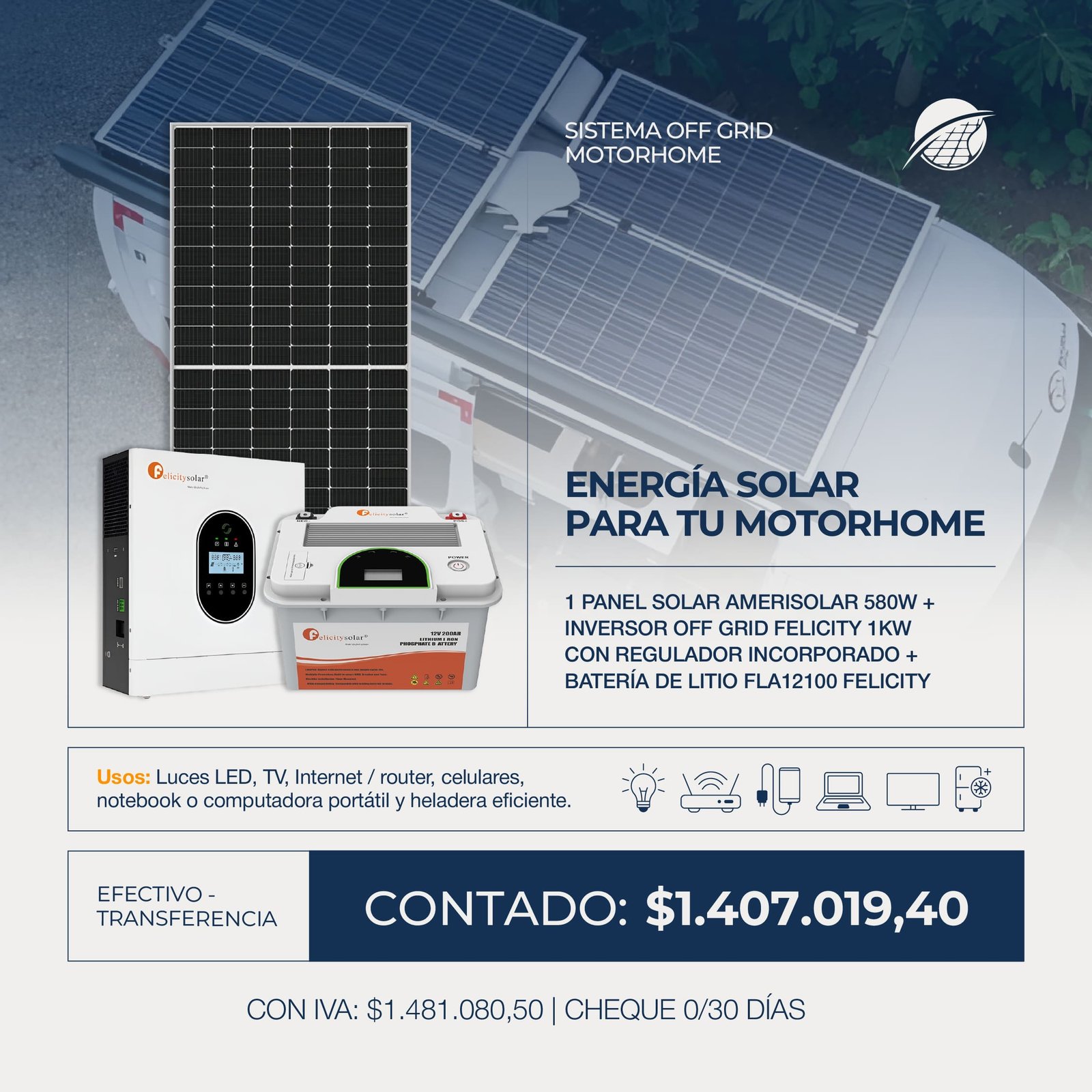 SISTEMA OFF GRID MOTORHOME COMBO 1