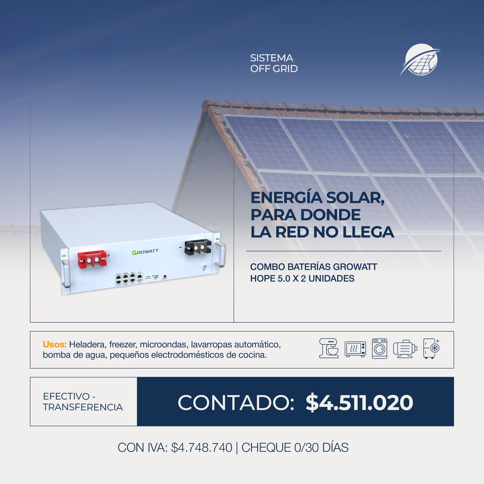 SISTEMA OFF GRID COMBO BATERIAS COMBO 7